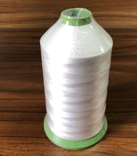 Raw white polyester sewing thread